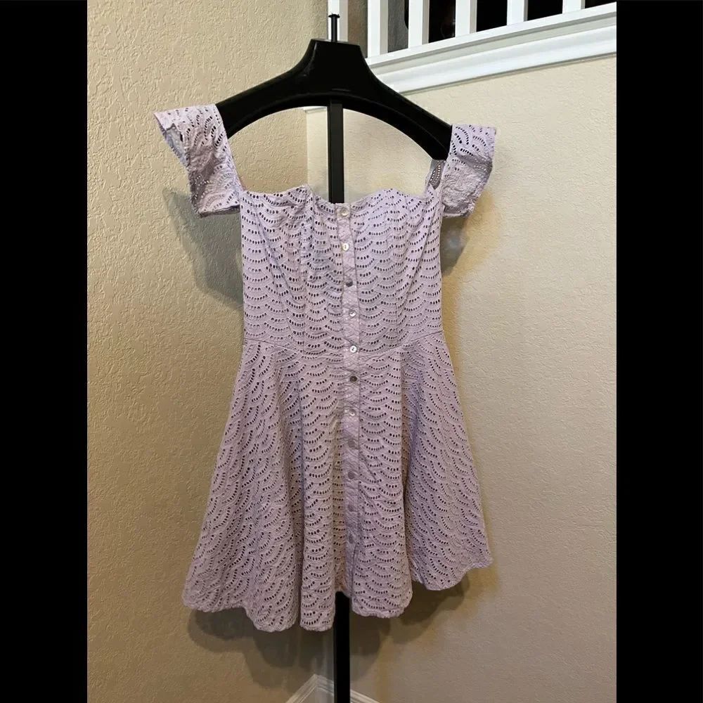GB pastel lavender crochet off the shoulder dress sz Medium